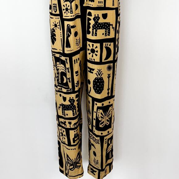 FARM Rio Linen Button-Down Jumpsuit Short Balloon Sleeve Beige/Black S - Picture 6 of 13